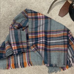 Plaid Fringe Scarf